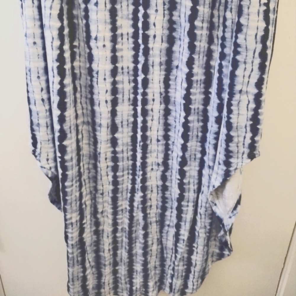 Lane Bryant LIVI Blue White Tie Dye Stripe Sleeveless Maxi Dress 22 NWOT - Picture 4 of 6